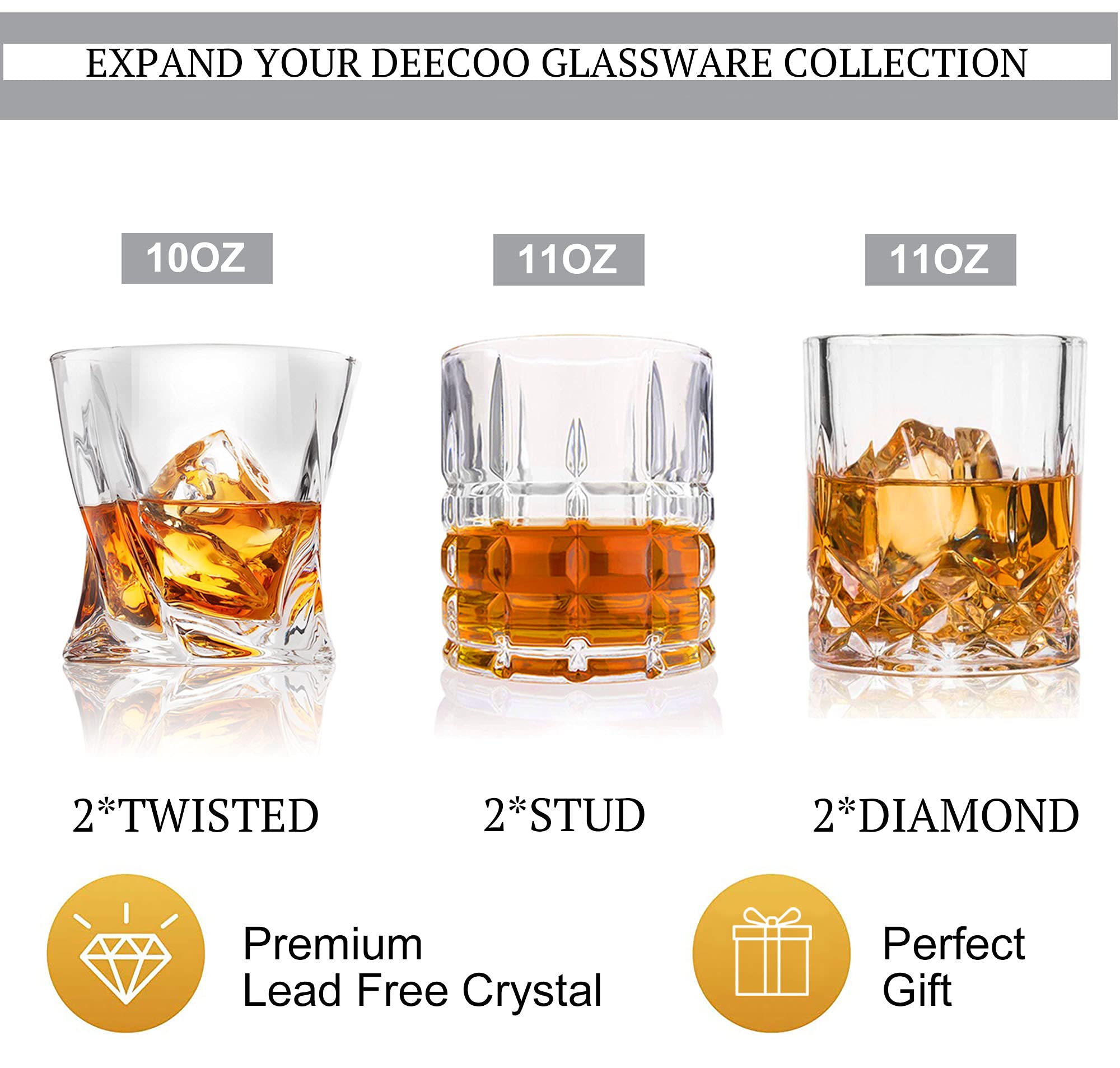 Vaso DeeCoo Whisky Escocés 11-oz: equilibrio para cubos.