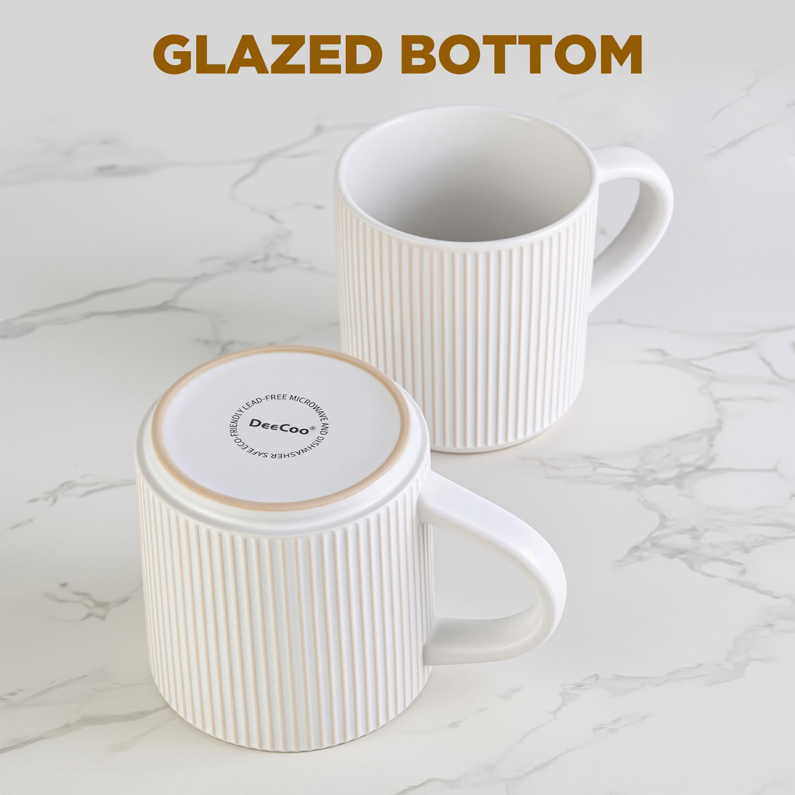 DeeCoo tazas blancas mate con borde suave y acabado limpio