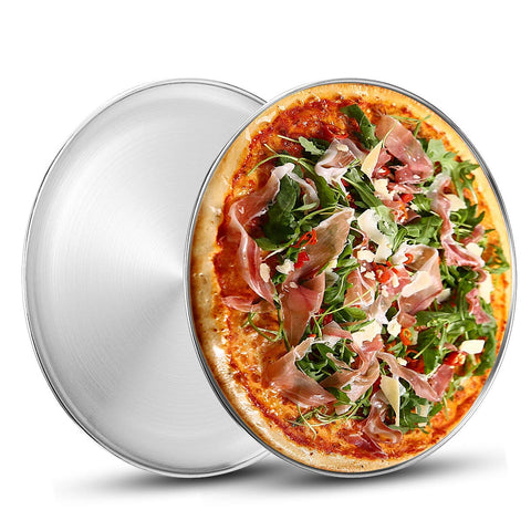 Bandeja Deedro para pizza inoxidable de 13 pulgadas facilita desmoldar.