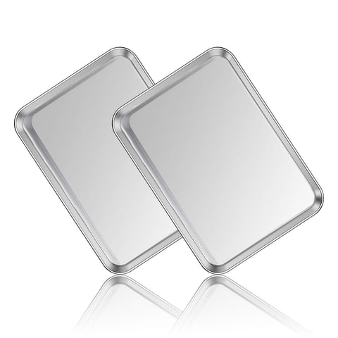 Bandejas Deedro para hornear de acero inoxidable, juego de 2, duraderas y fáciles de limpiar.