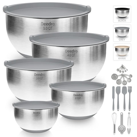 Deedro cuenco de acero inoxidable 1.5qt con tapa hermética para conservar frescura