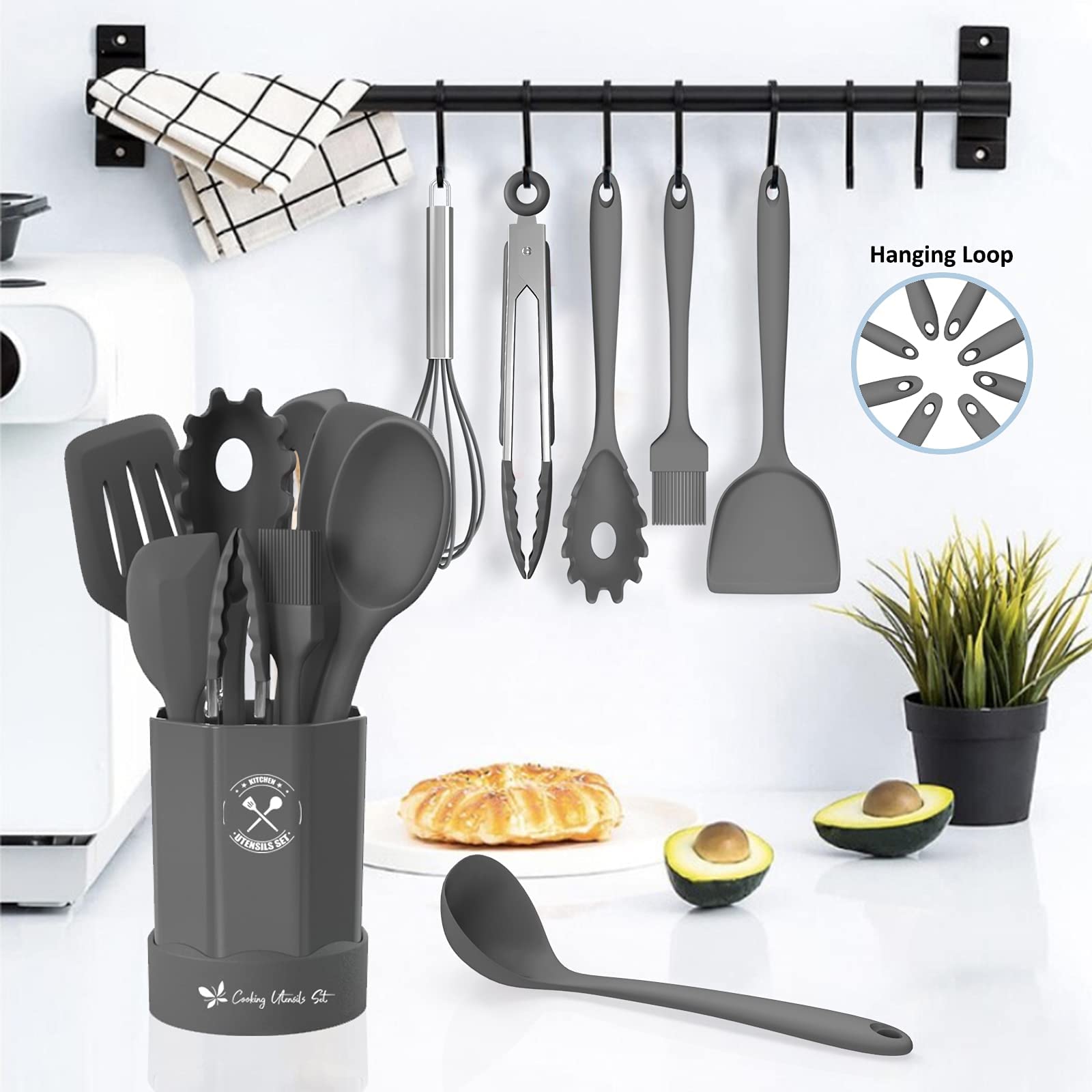 Deedro pinzas de cocina, agarre firme para voltear ingredientes.