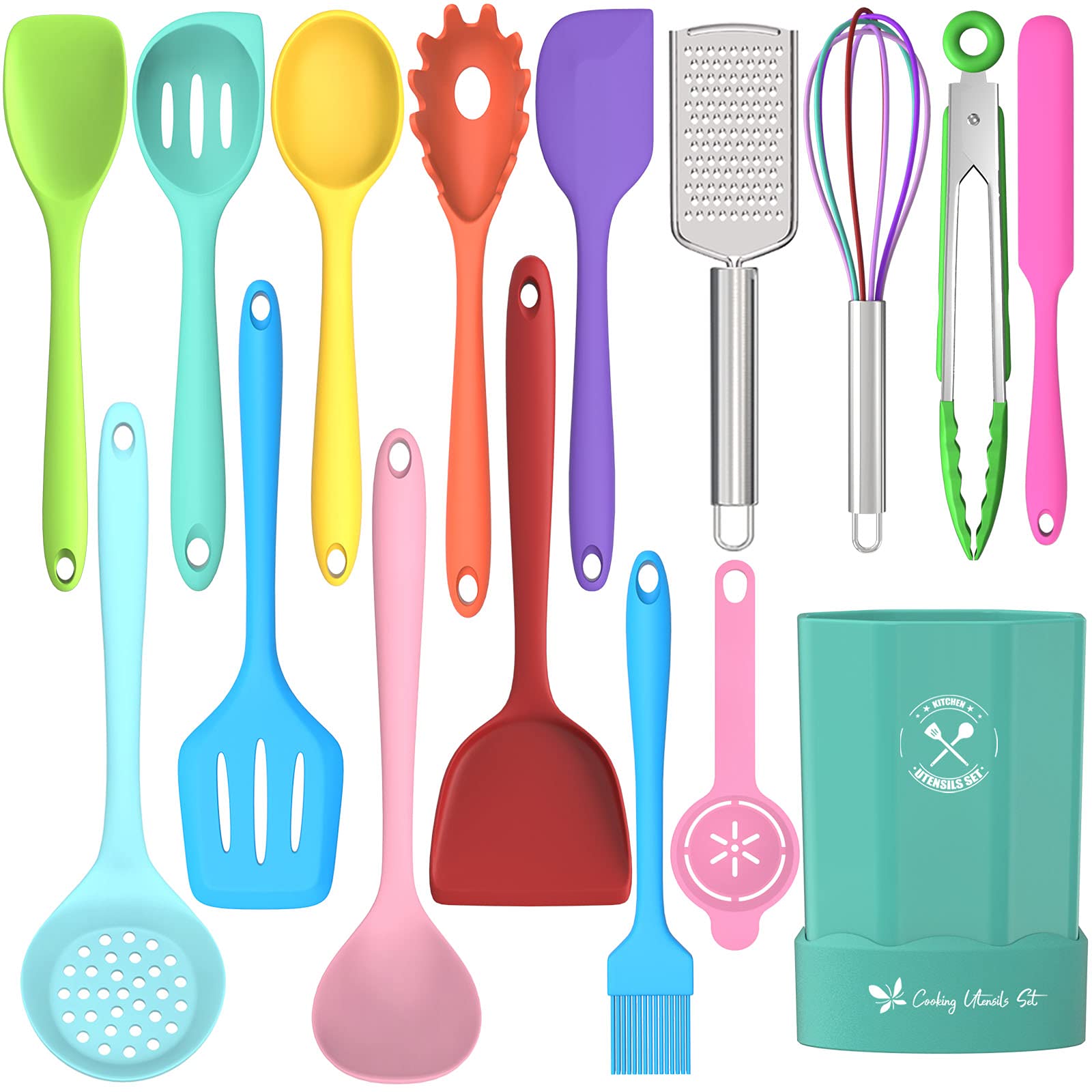 Conjunto Deedro de utensilios de silicona 16 piezas para cocinar sin rayar sartenes