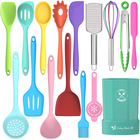 Conjunto Deedro de utensilios de silicona 16 piezas para cocinar sin rayar sartenes