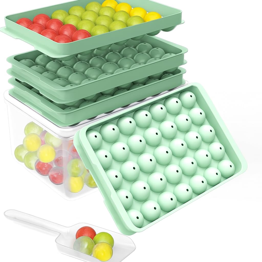 Bandeja Deeoutlife para hielo redondo de 1 pulgada con tapa y contenedor, ideal para servir cócteles
