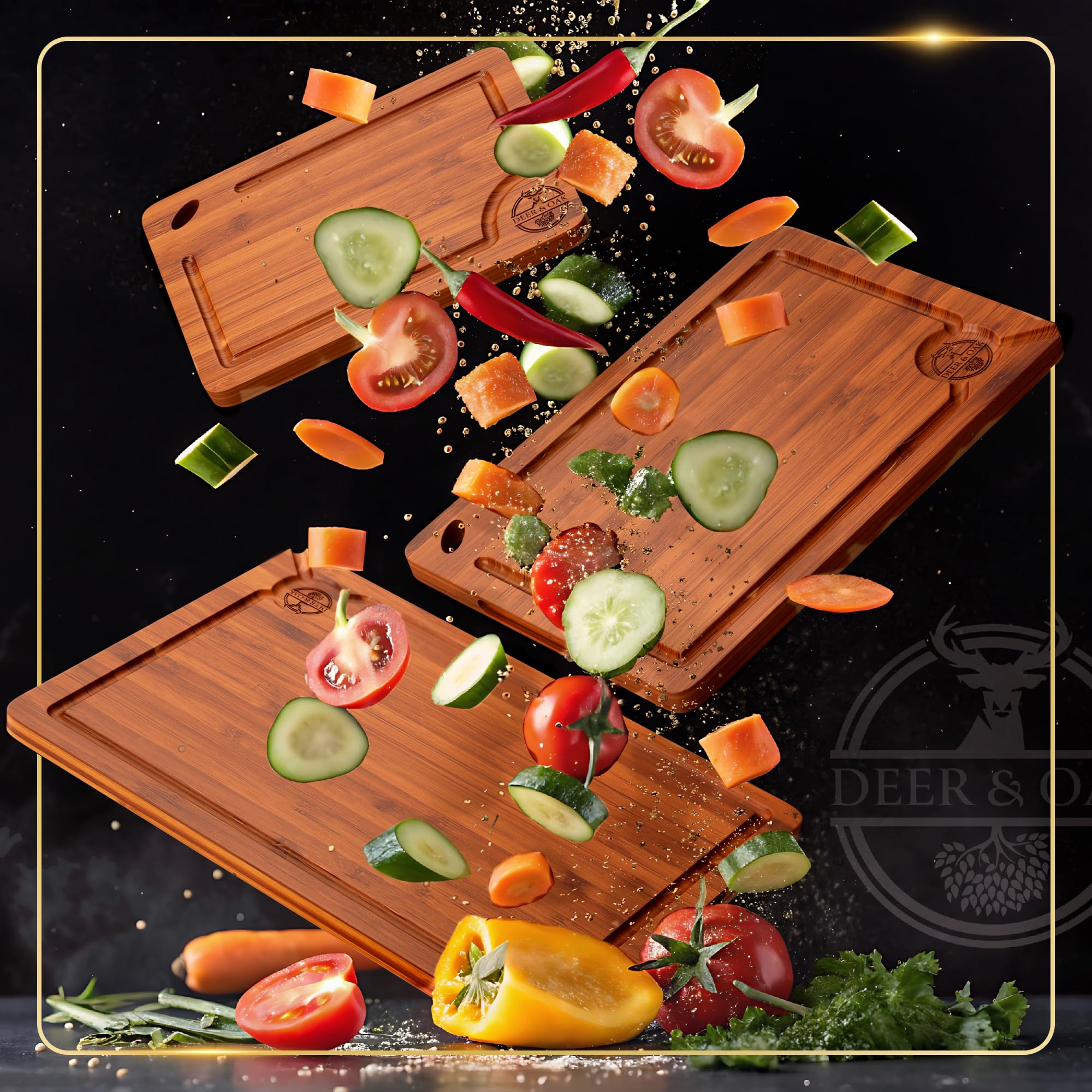 Deer & Oak tabla cortar carbonizada con hueco para colgar para almacenamiento