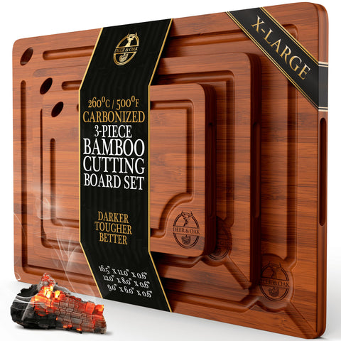 Deer & Oak tabla cortar carbonizada grande, superficie duradera para uso diario
