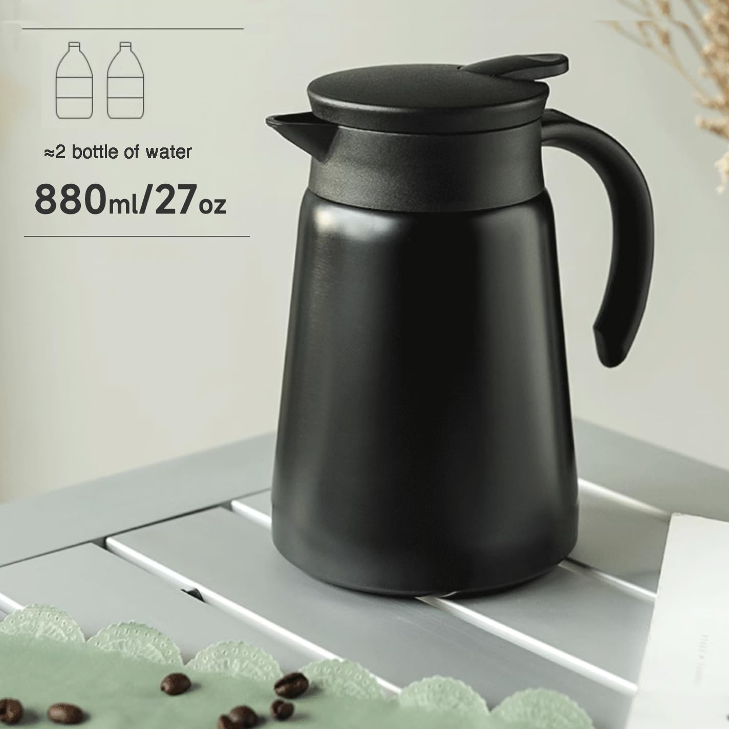 Deeriz mini termo 30oz, retiene calor y frío para bebidas a lo largo del día.