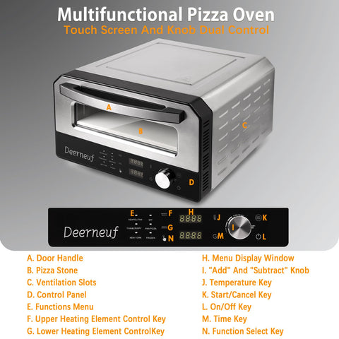 Deerneuf Horno Pizza con pantalla táctil facilita la cocción.