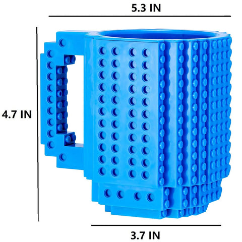 DEEXITO taza con bloques azul, ideal como soporte para lápices en la oficina