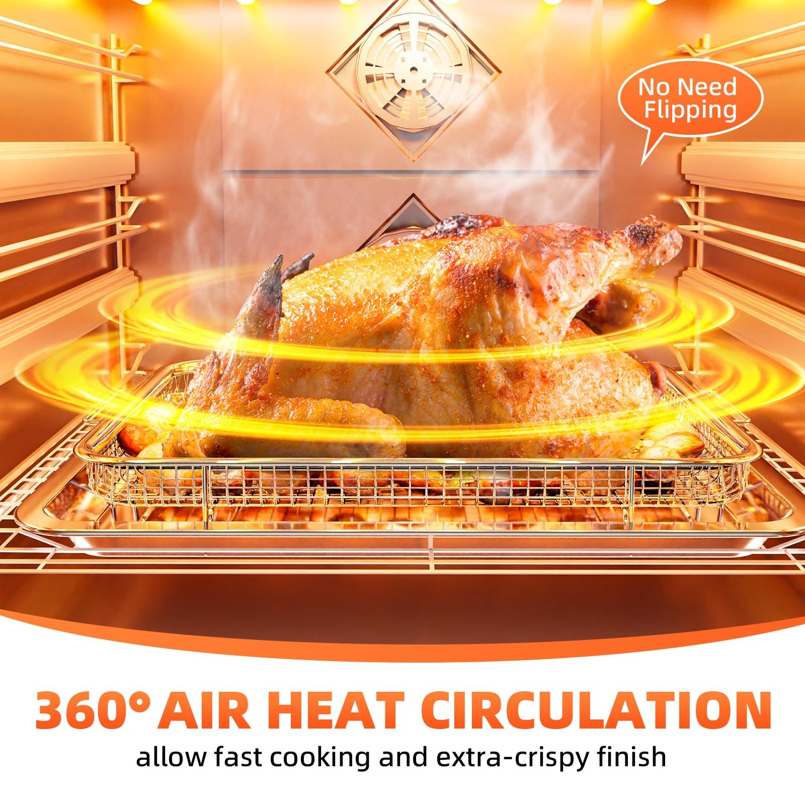Cesta de aire DEGOVIN para horno, dorado parejo con menos aceite.