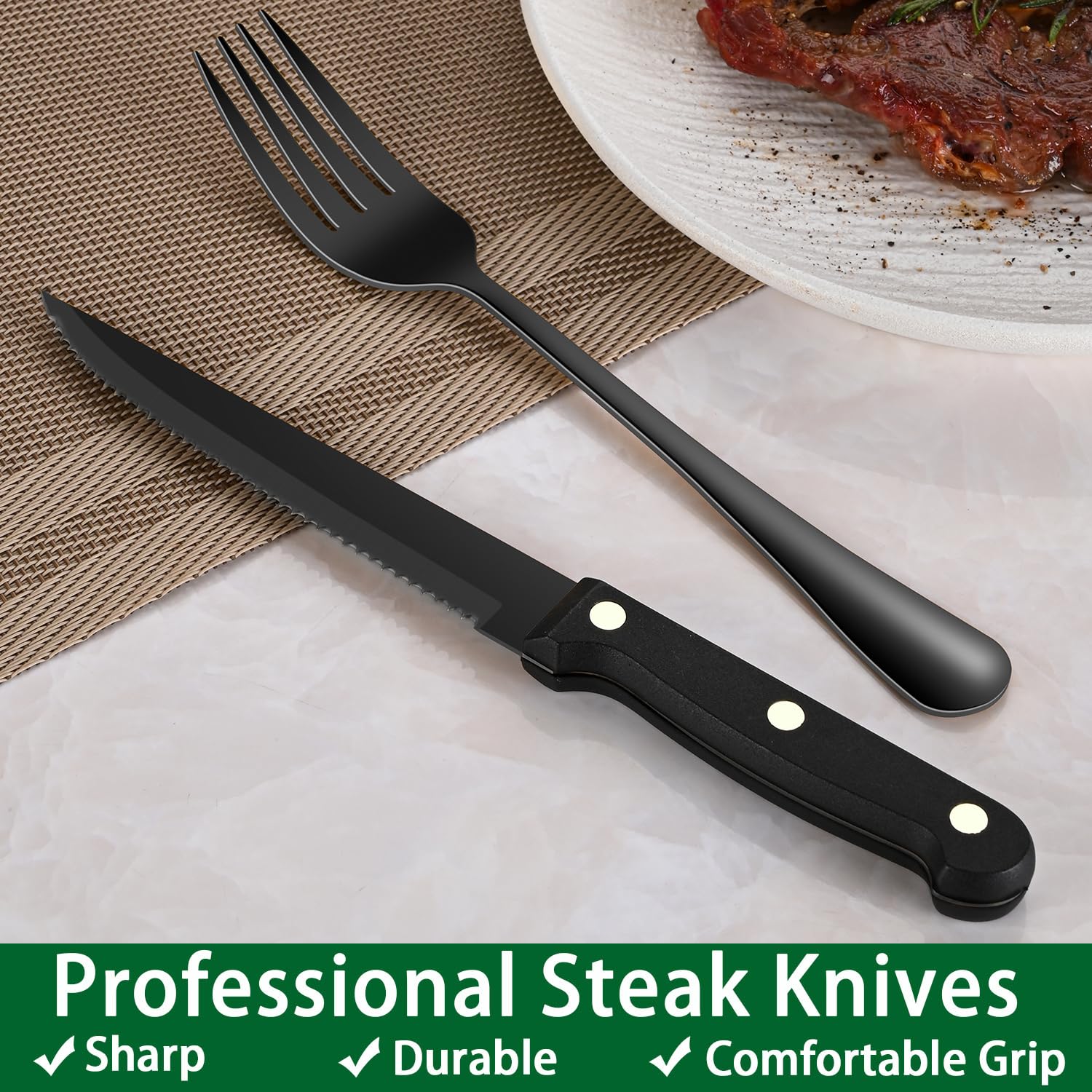 Cucharas Dehov para cena, negro elegante y duradero.