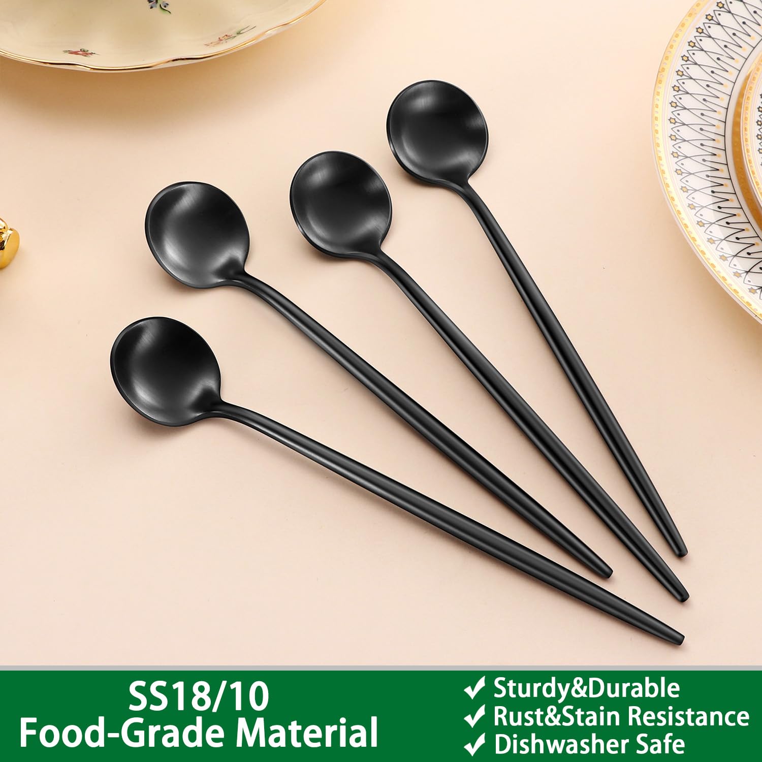 dehov cucharas té helado, mango sólido y diseño elegante para servir.