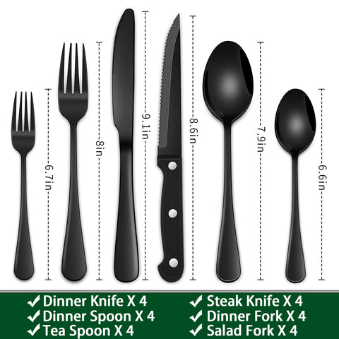 Cuchillos de cena Dehov negro con recubrimiento PVD.