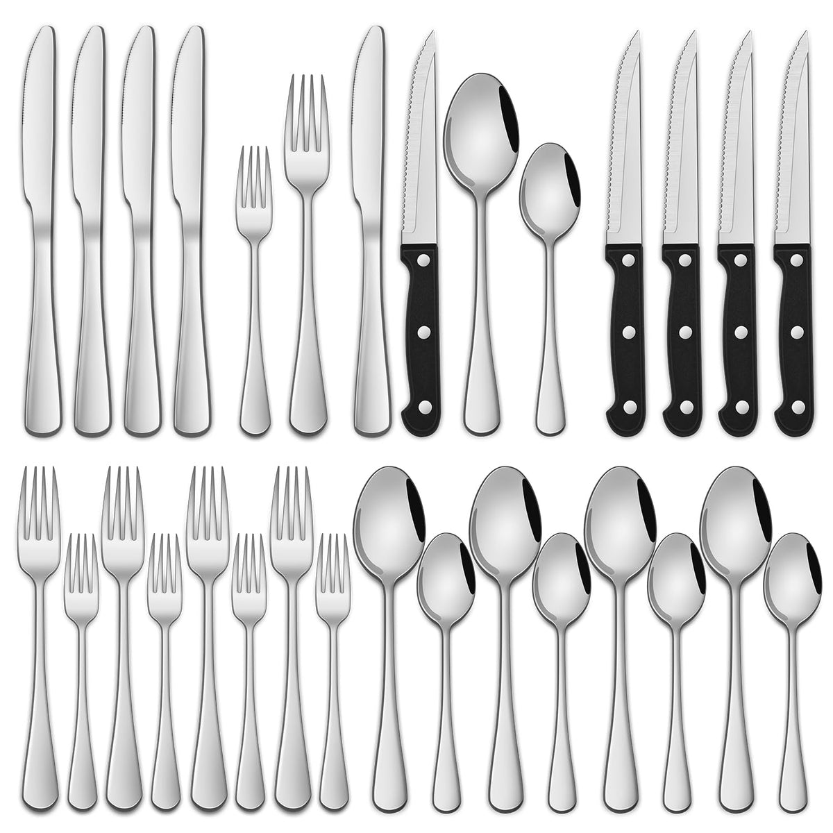 Dehov set de cubiertos 24 piezas para 4, diseño elegante para la mesa.