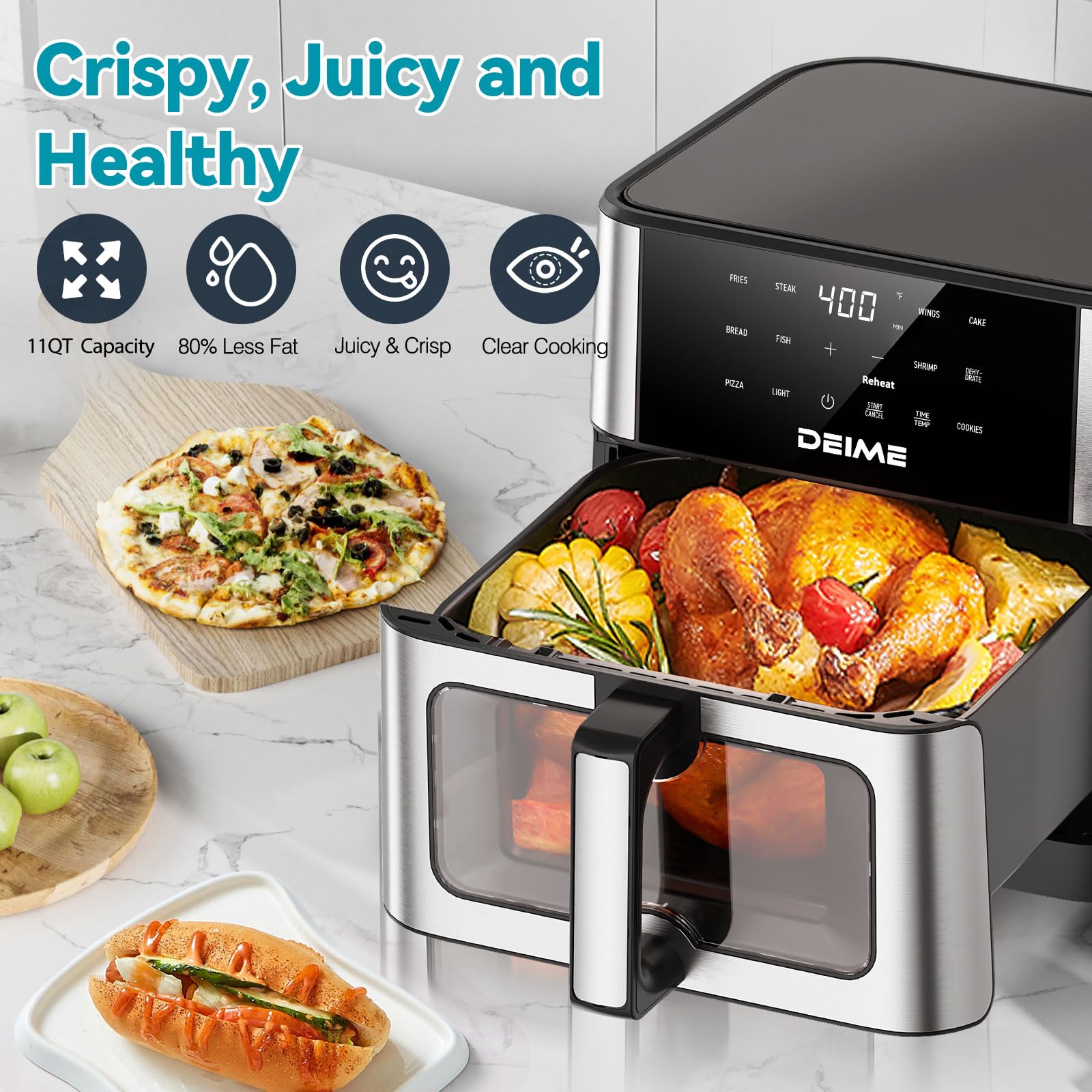 Capacidad familiar 10.2 QT para varias porciones