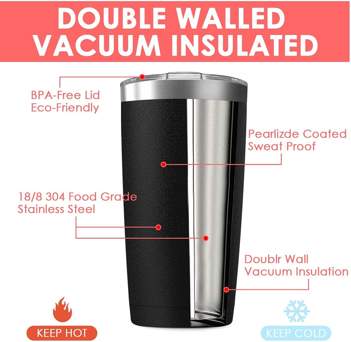 Vaso Deitybless 20oz con tapa removible, anti salpicaduras para viaje.