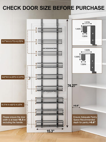 Delamu bandejas grandes para despensa en puerta, ideales para latas y frascos pesados.