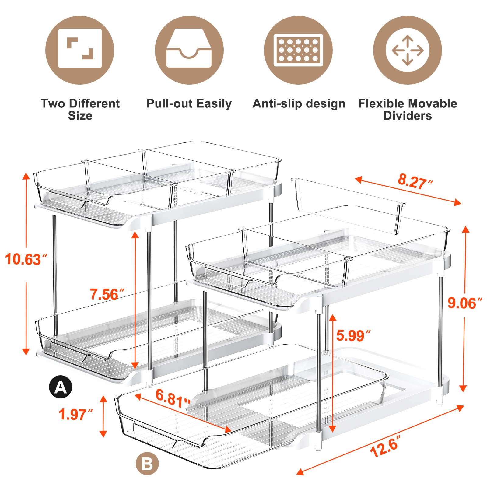 Delamu cajones deslizantes para cocina y baño facilitan el acceso a artículos.
