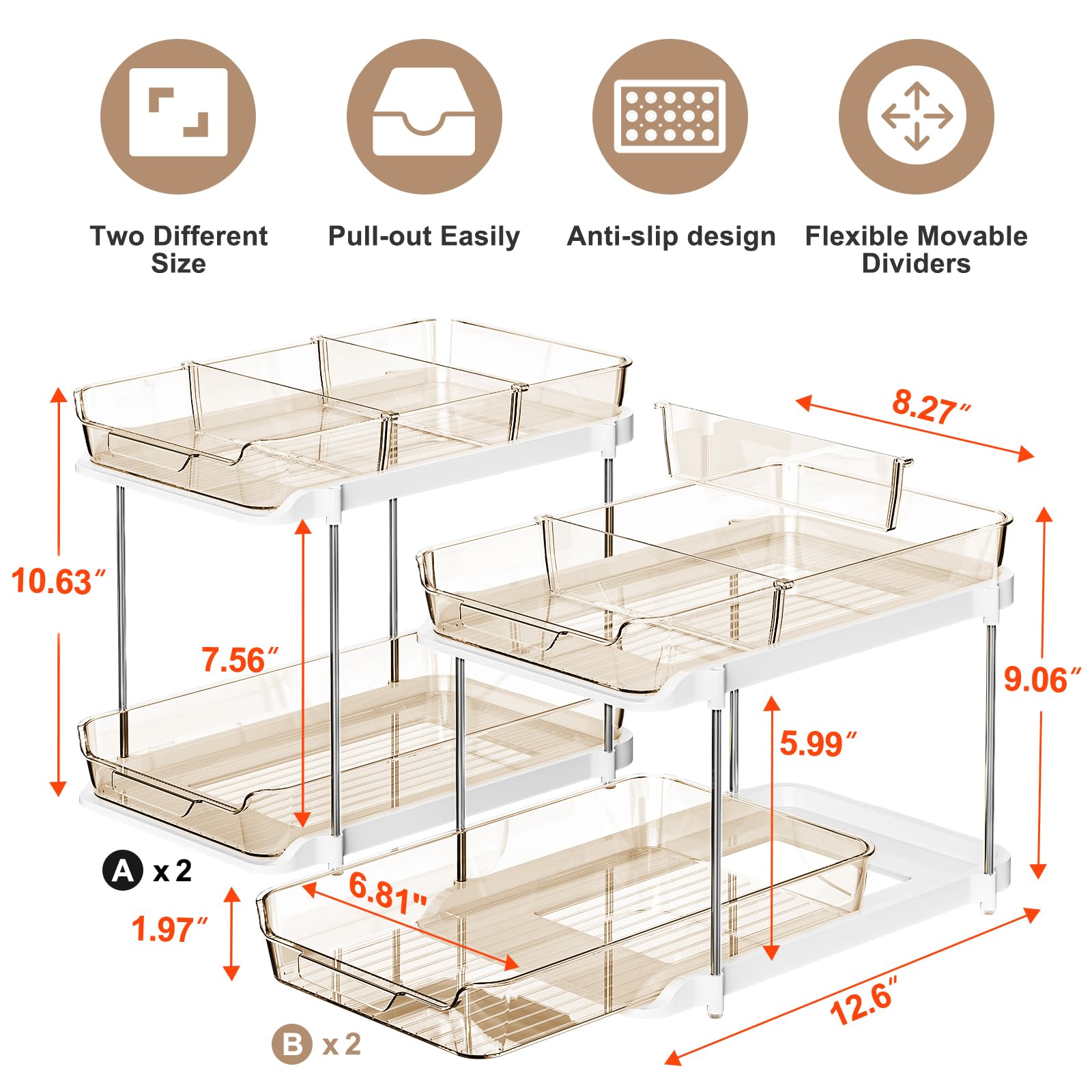 Delamu cajones deslizantes para almacenamiento, acceso rápido a artículos pequeños.