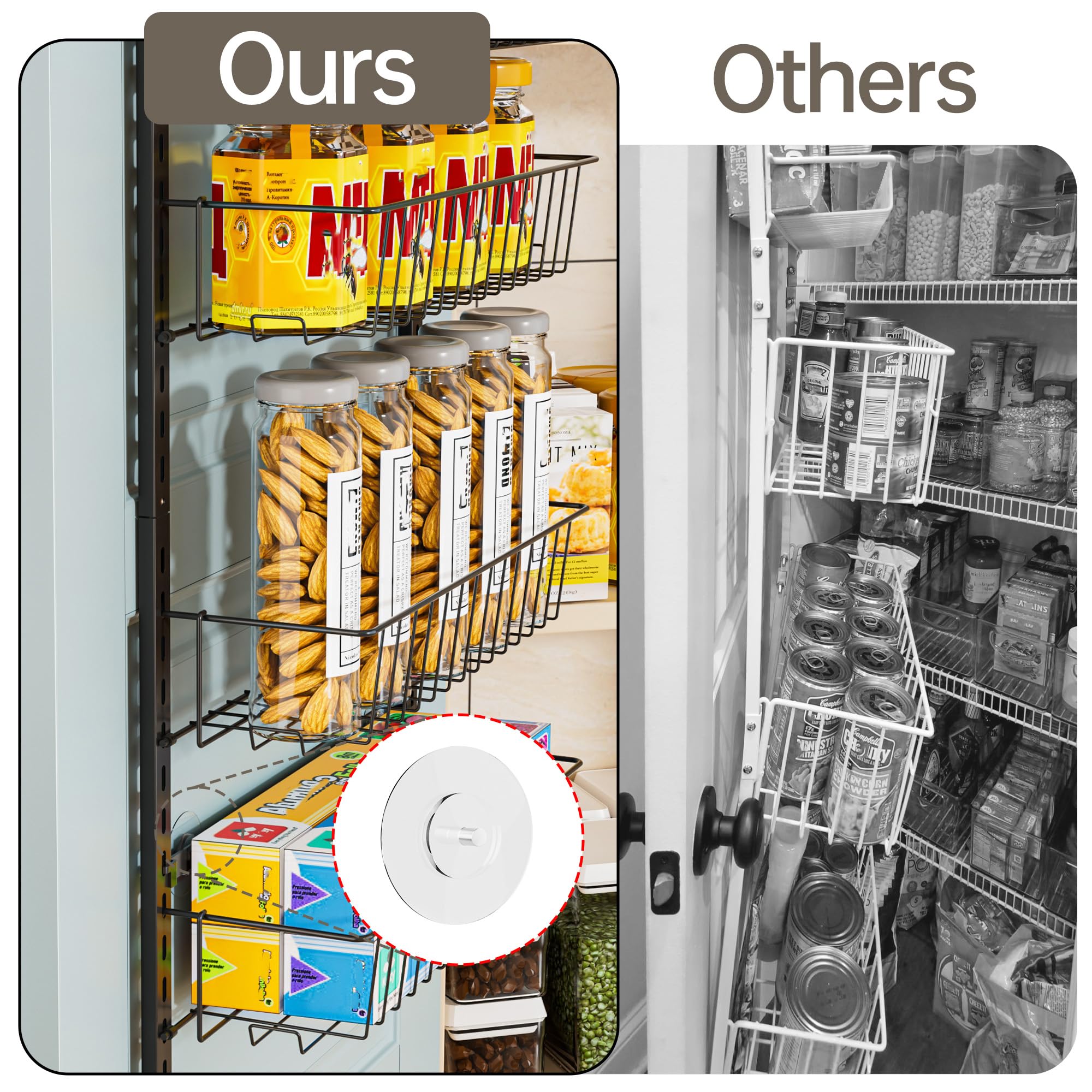 Delamu capacidad de 60 libras para almacenar frascos y latas.