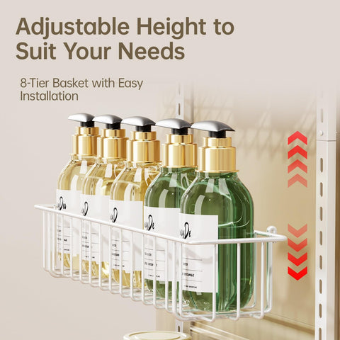 Delamu estantes ajustables para armario, adaptables a diferentes tamaños de envases.