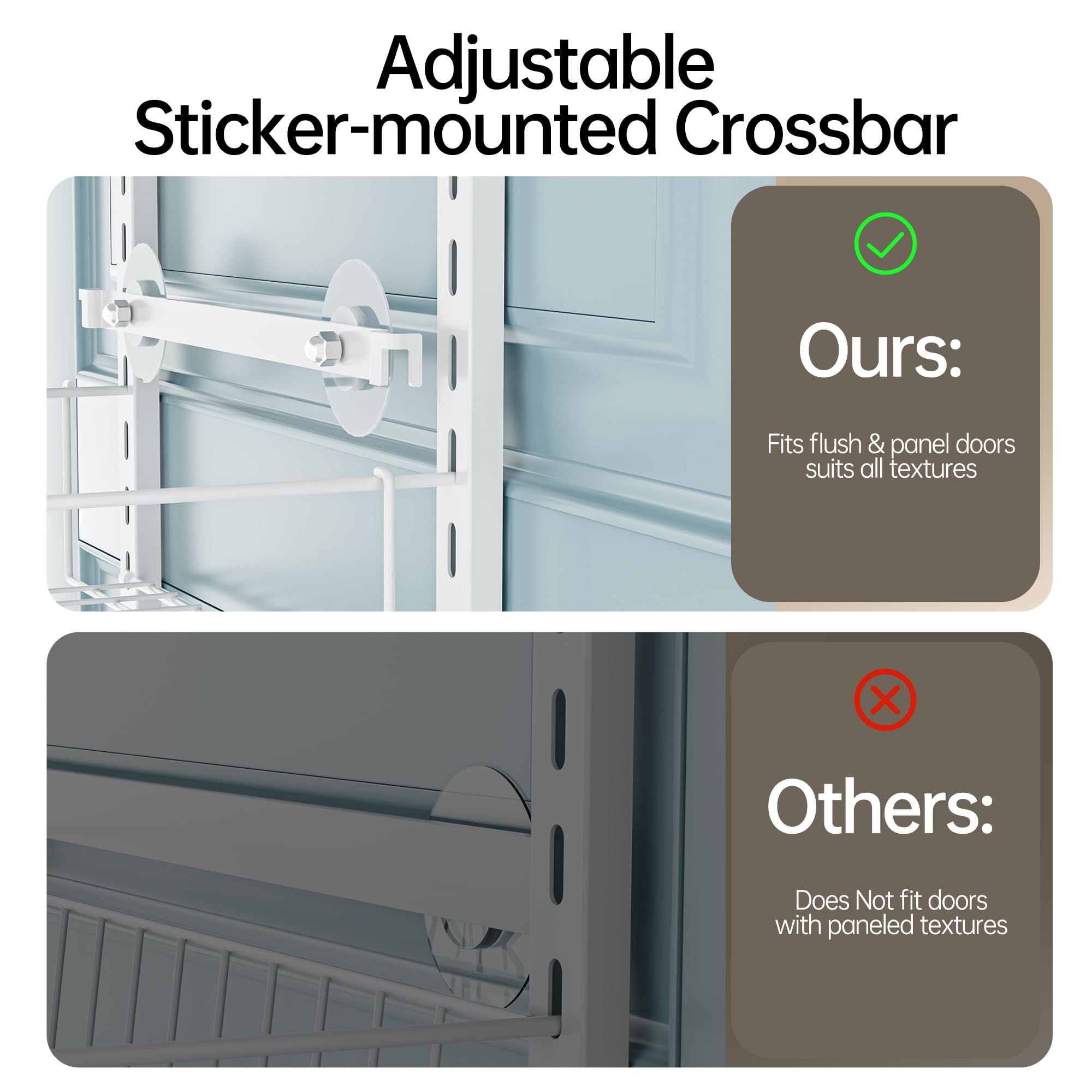 Gancho ajustable Delamu para diferentes espesores de puertas.