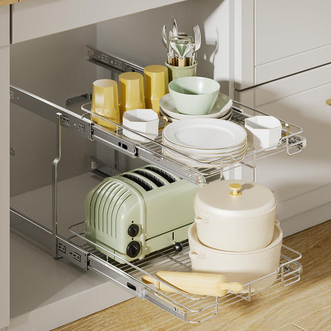 Delamu Mecanismo de deslizamiento suave facilita recoger utensilios pesados sin esfuerzo.