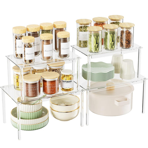 Delamu organizador acrílico para cocina, dos niveles para vajilla.