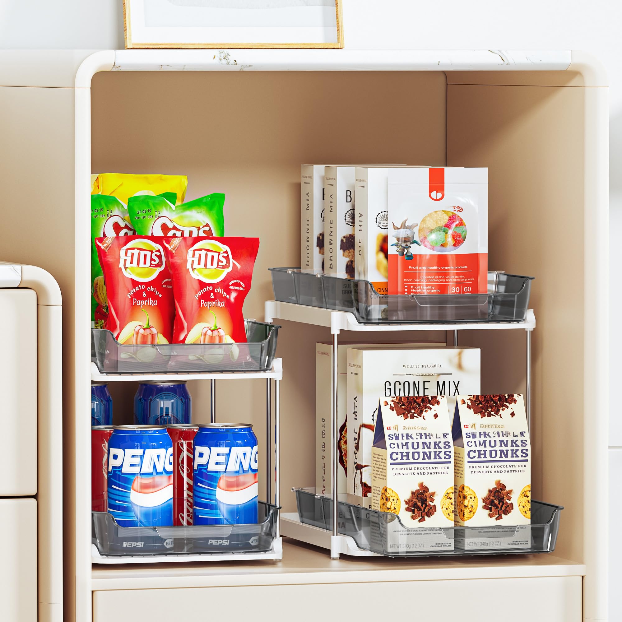 Delamu organizador apilable despensa: aprovecha el espacio vertical en la cocina.