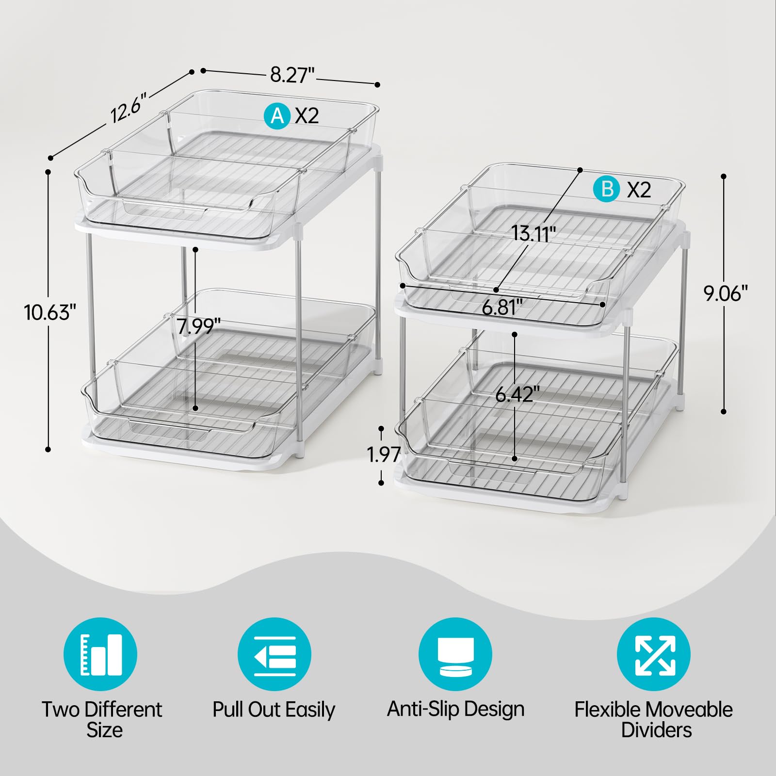 Delamu organizador bajo lavabo deslizable para acceso rápido.