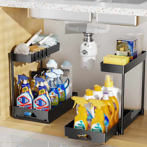 Delamu organizador debajo del lavabo, diseño en L para máximo espacio.