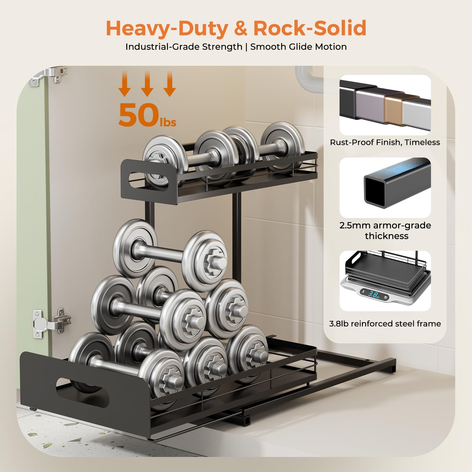 Delamu organizador multiuso para gabinetes, cocina y baño.