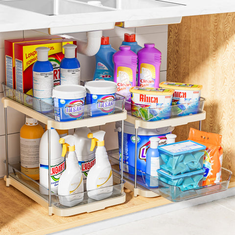 Delamu organizador de despensa apilable para ahorrar espacio y almacenar snacks.