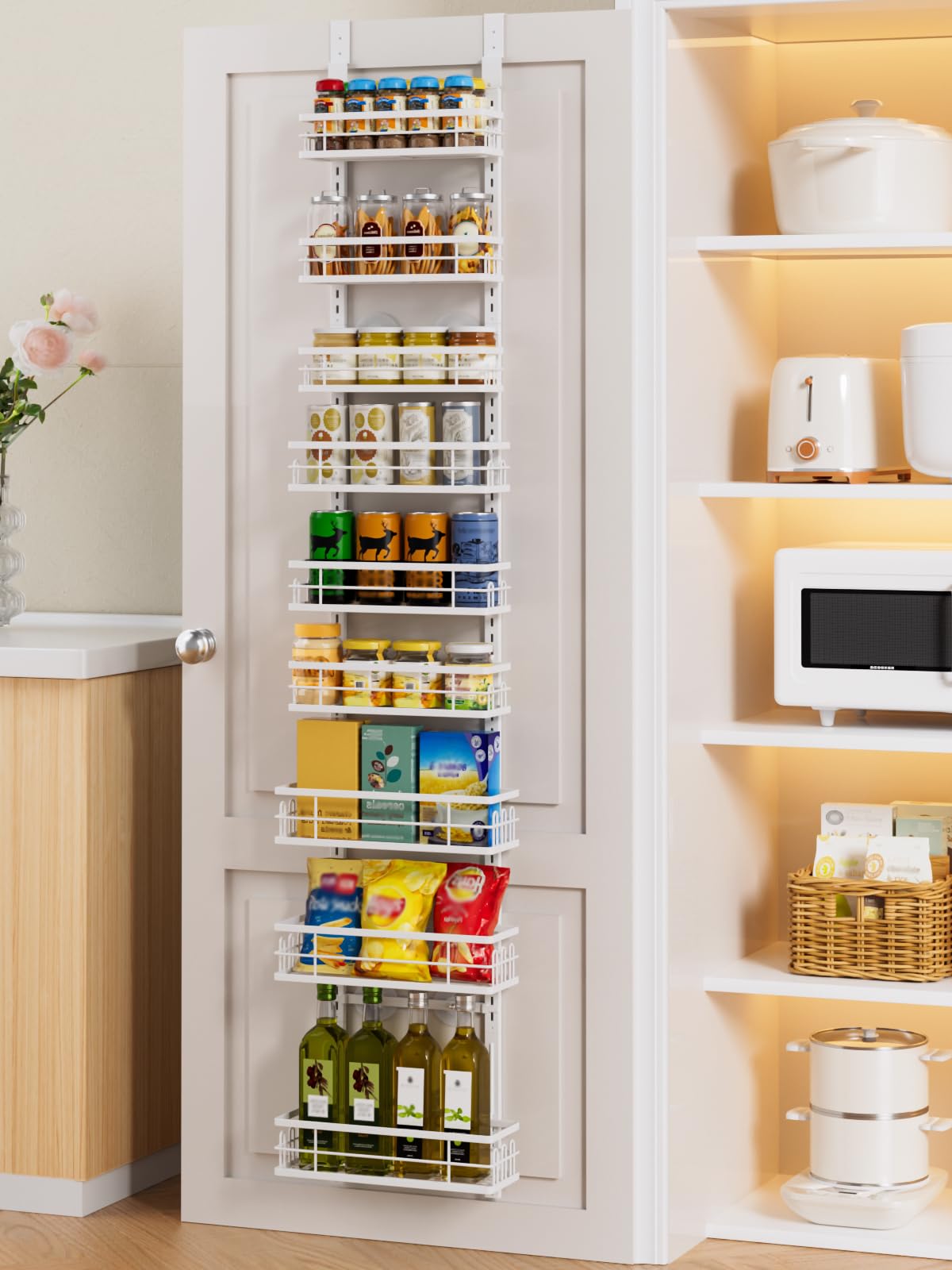 Delamu organizador de puerta 9-niveles, maximiza el espacio de la despensa.