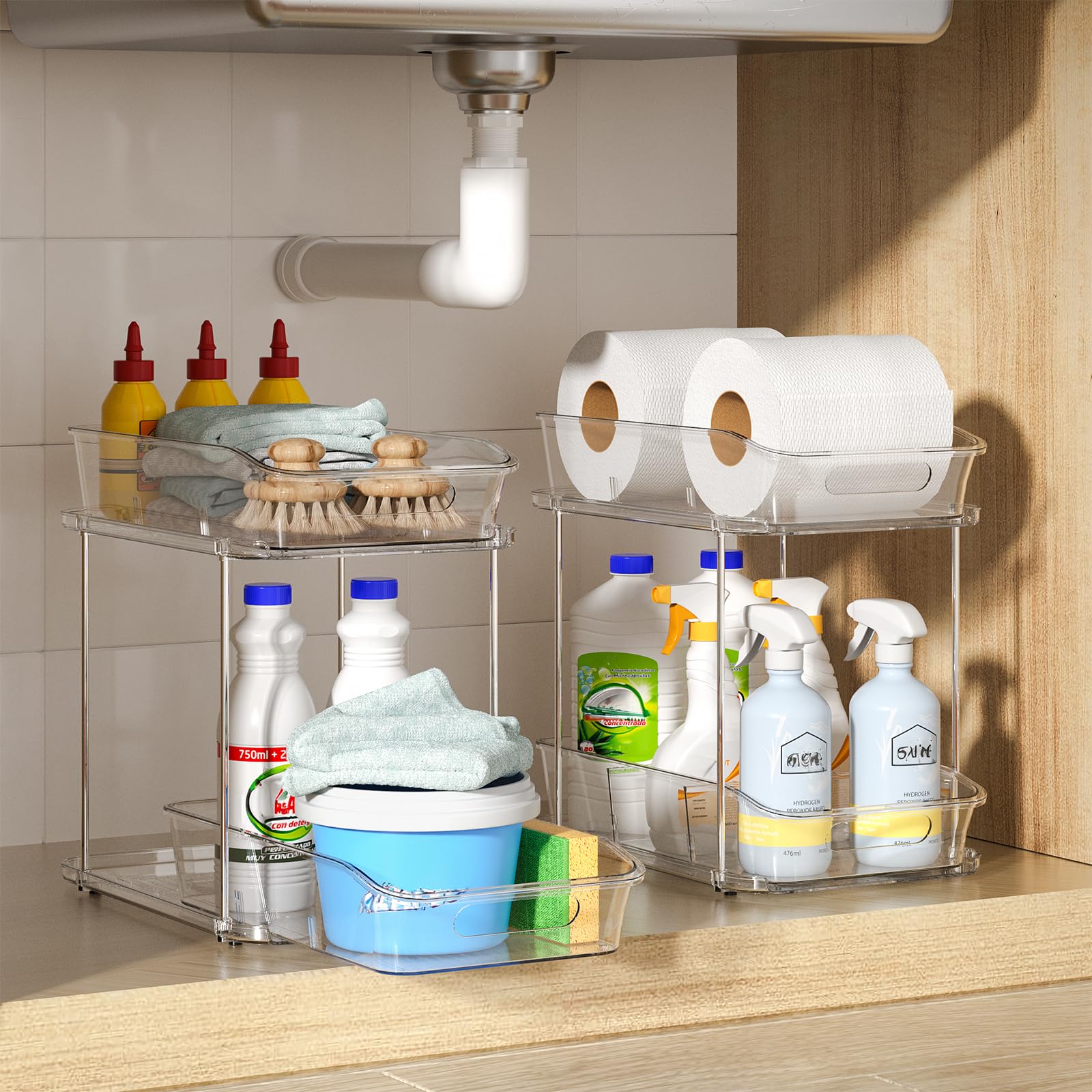 Delamu pack de 3 organizadores para baño y cocina.