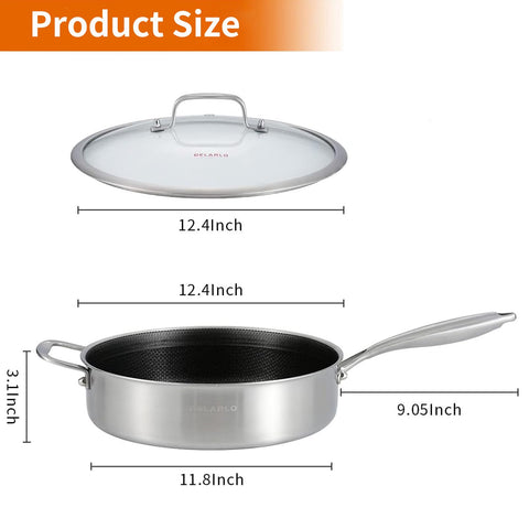 DELARLO mango ergonómico de acero inoxidable para un agarre cómodo.
