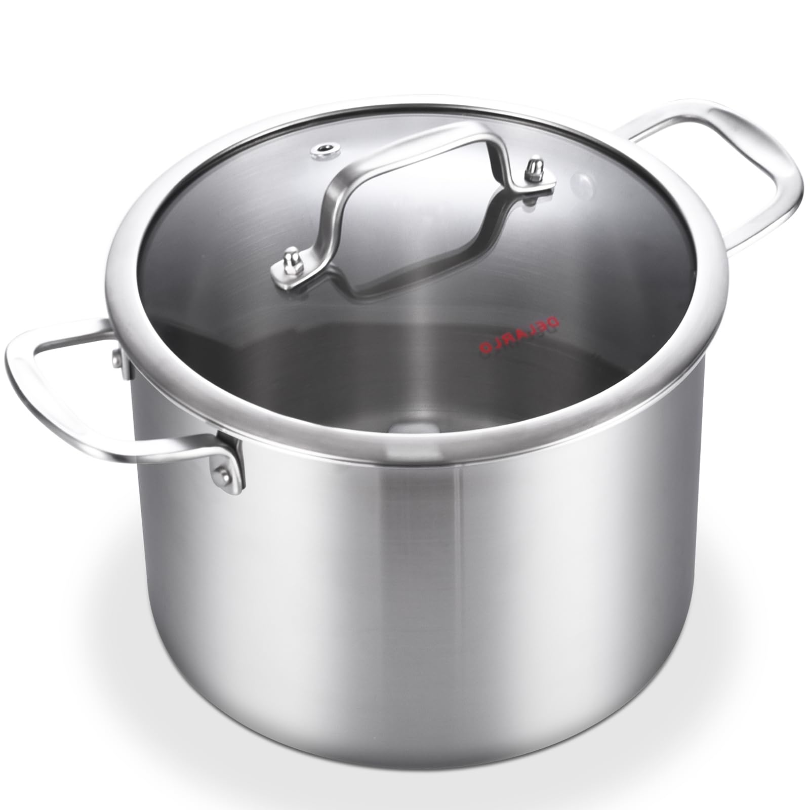Olla DELARLO tri-ply 6 Qt con tapa, resistente y apta para inducción.