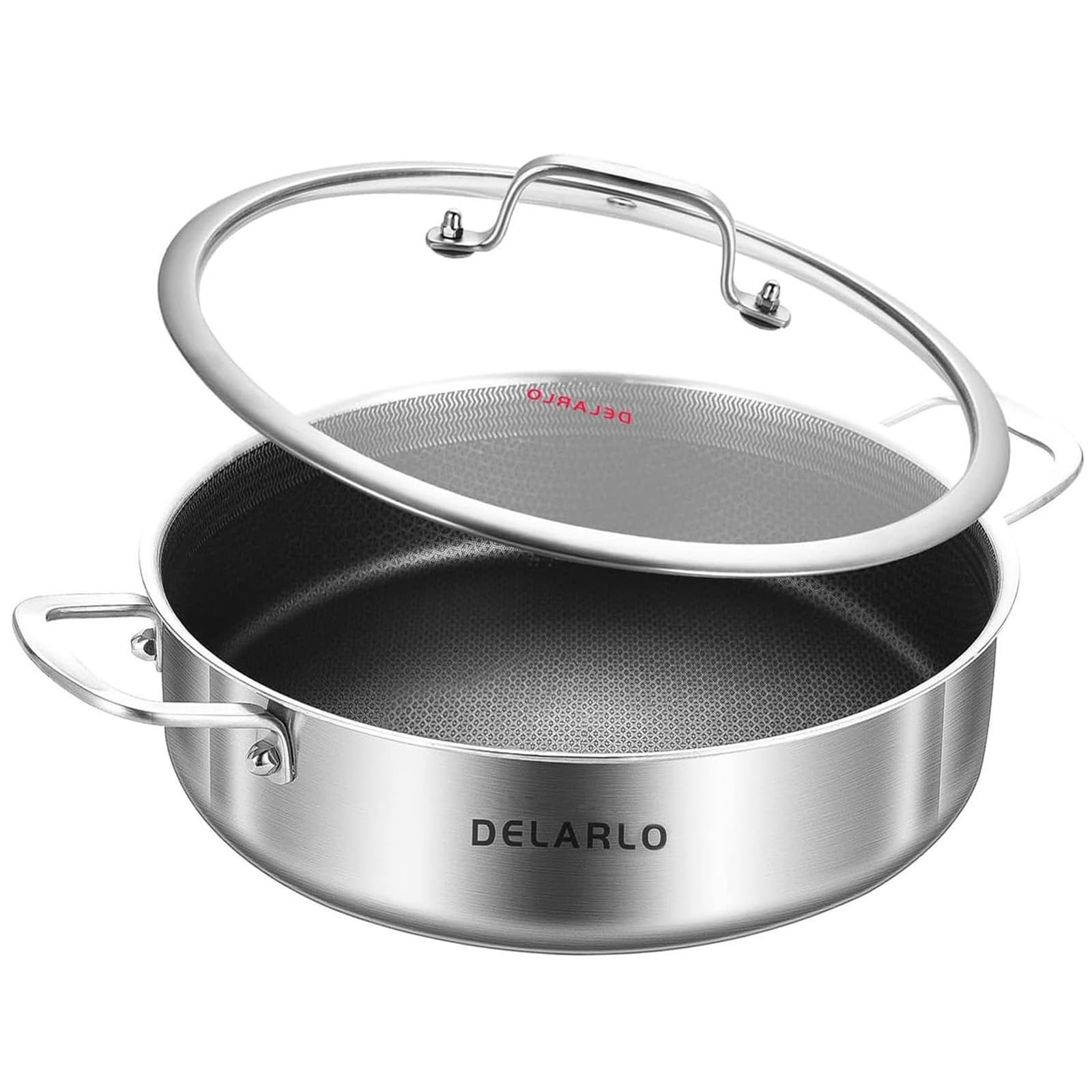 Sartén DELARLO tri-ply de 12 pulgadas con distribución de calor uniforme