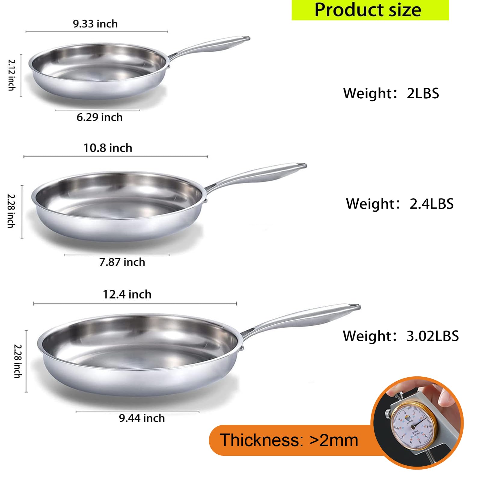 Sartén DELARLO con mango ergonómico de triple capa, seguro para inducción