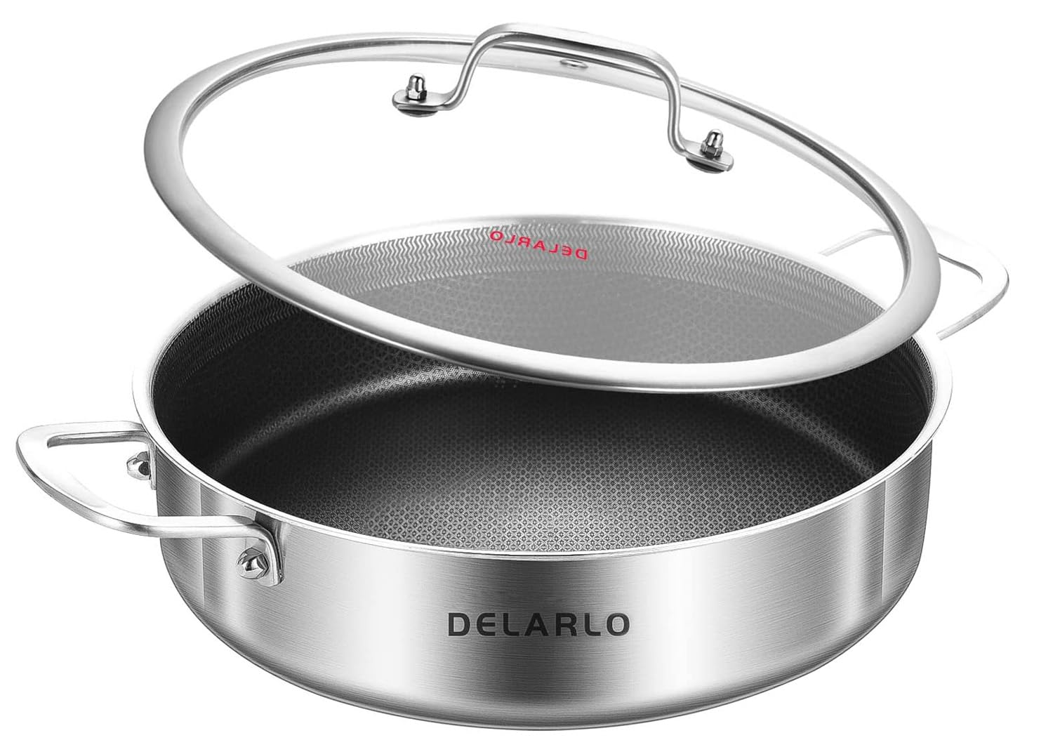 Sartén DELARLO triple capa 10 pulgadas con tapa para cocción uniforme