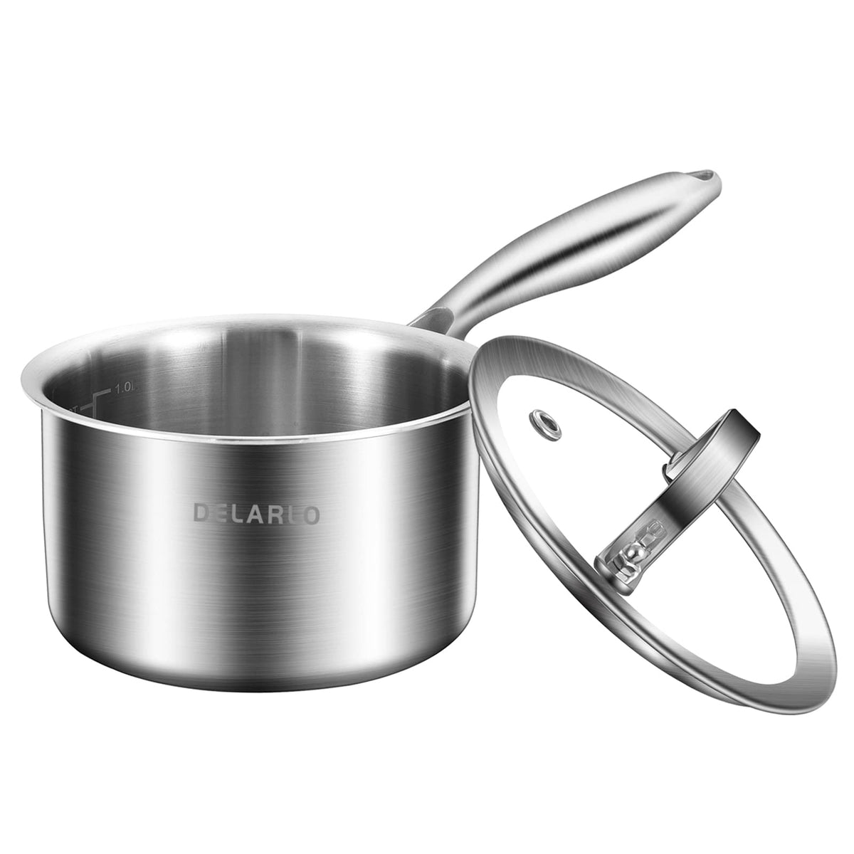 Sartén DELARLO Triplay 1QT con tapa para calor rápido y uniforme.