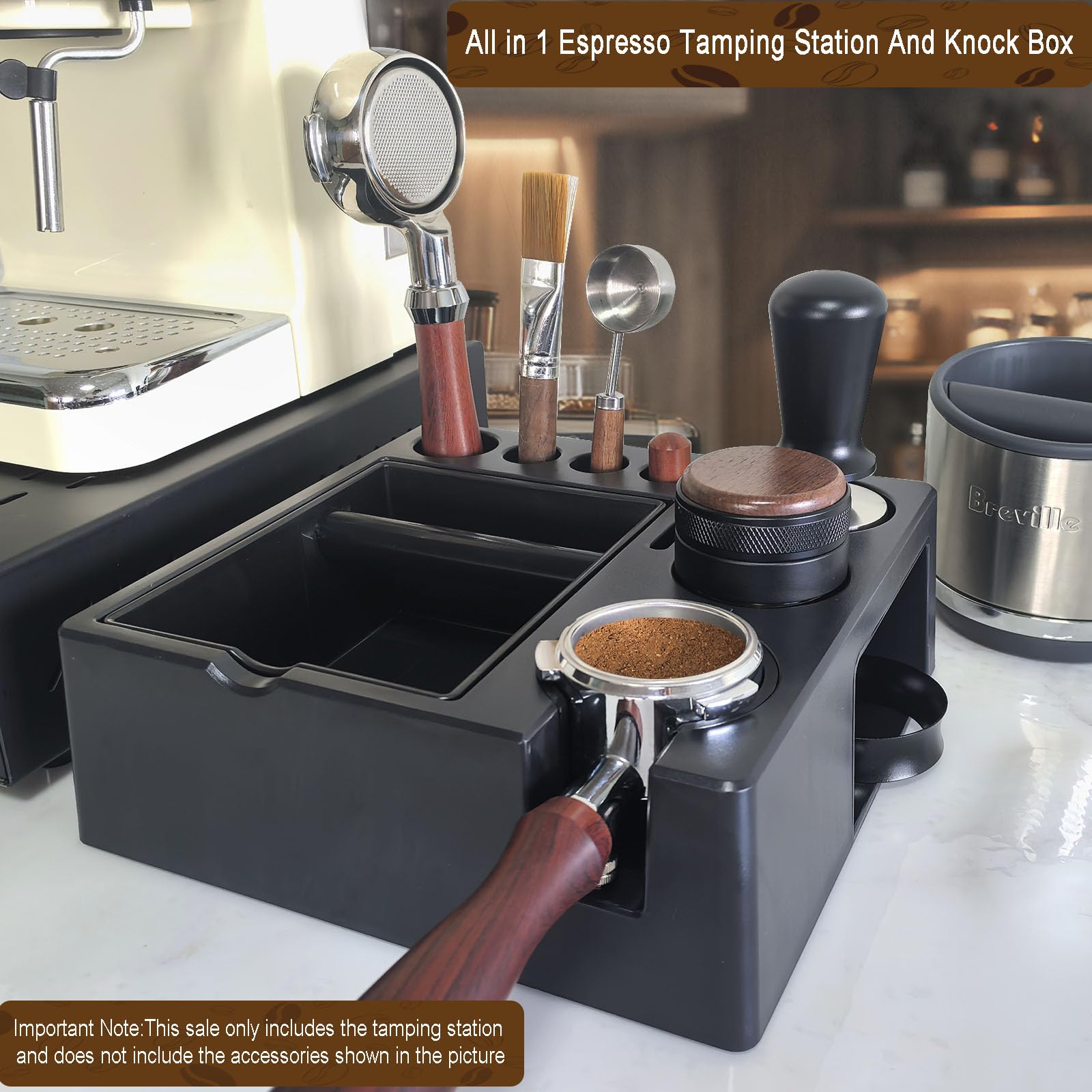 delerke estacion tamper: soporte ergonómico para portafiltros, altura ajustable.