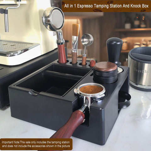 delerke estacion tamper: soporte ergonómico para portafiltros, altura ajustable.