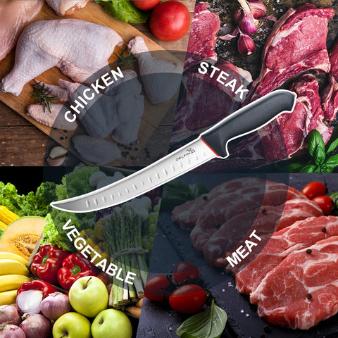 DELFINA cuchillo para cortar piezas grandes de carne y aves con precisión.