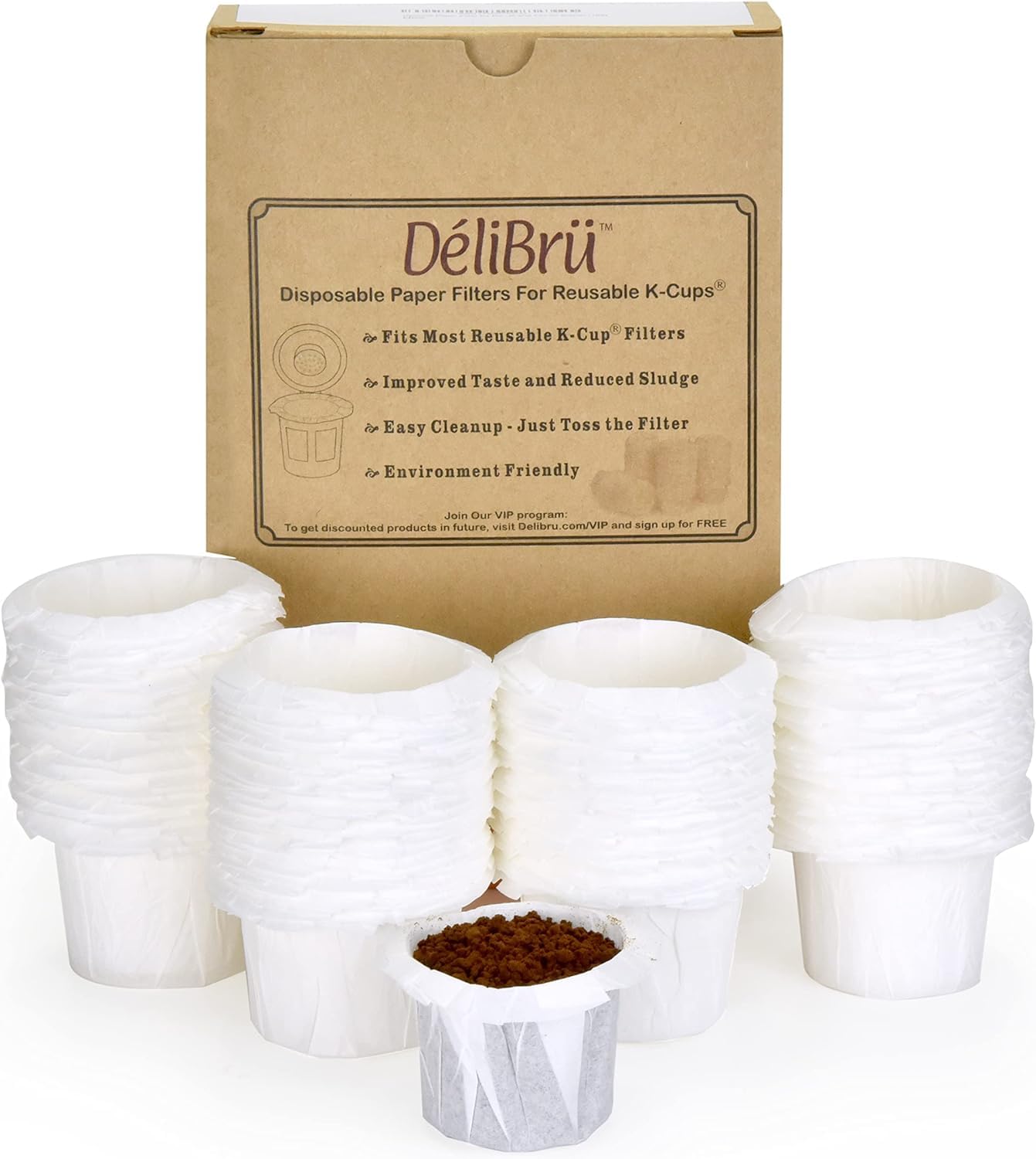 Delibru filtros de papel para K-Cup, filtración fina para café suave