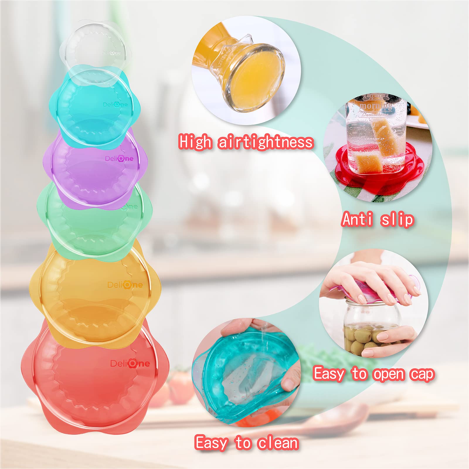 Tapa DeliOne de silicona lavable, compatible con lavavajillas.