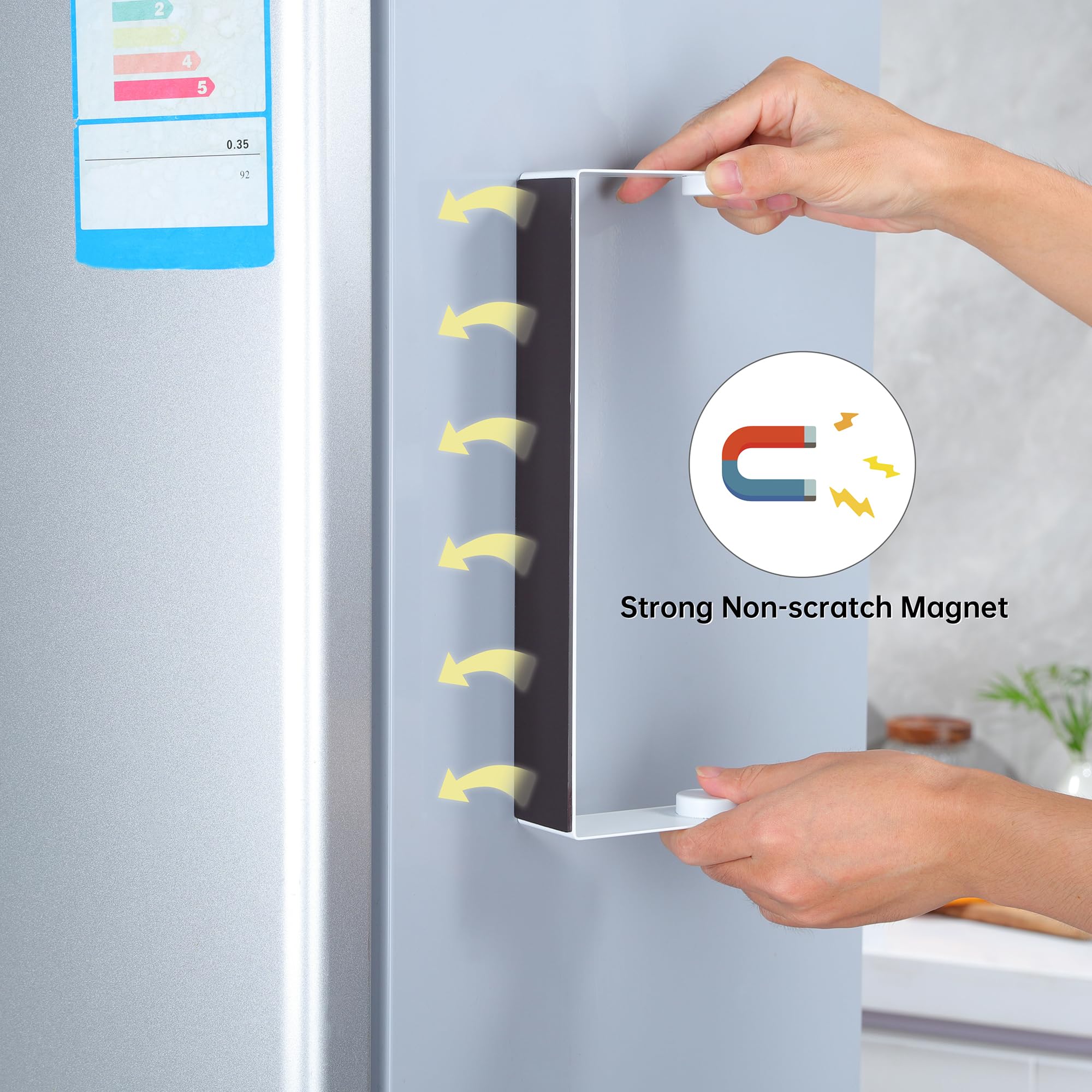 Deliton porta-papel magnético para garaje, seguro soporta rollos grandes