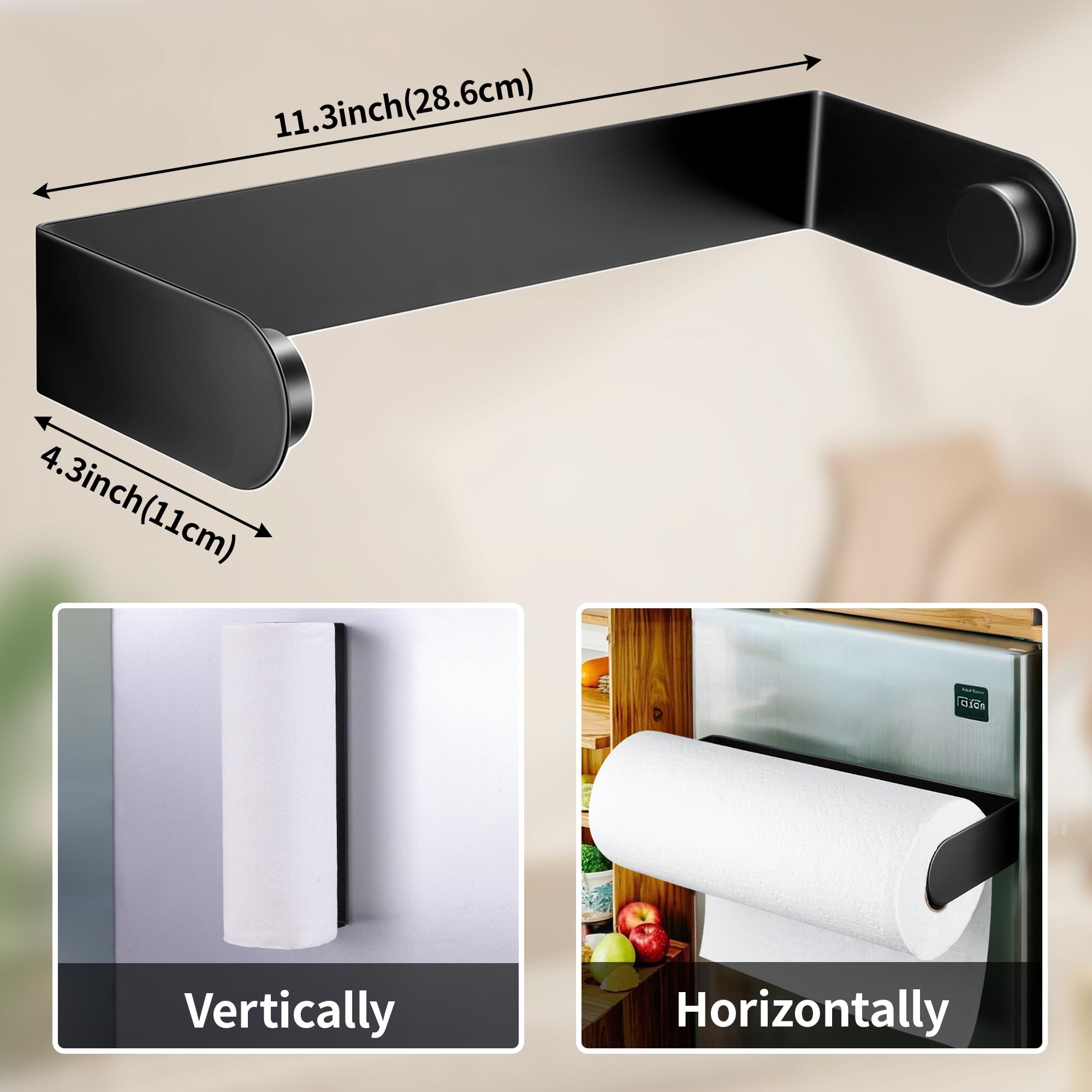 Deliton porta-rollos magnético para nevera, diseño negro elegante.