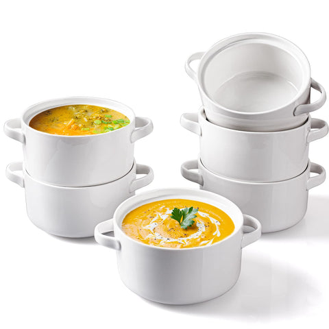 DELLING cuencos de sopa con asas, juego de 6, para servir 24 onzas de sopa caliente.